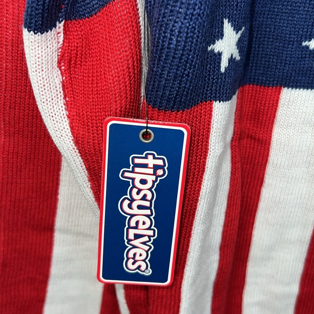 Tipsy Elves American Flag Red White Blue Sweater with Patriotic Flair Size L - Picture 7 of 10